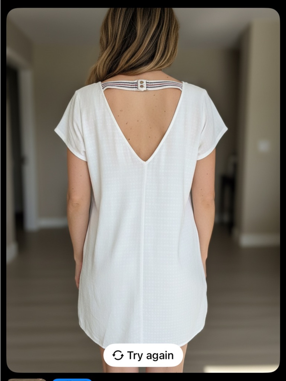 White V-Back Short Sleeve Women's Top